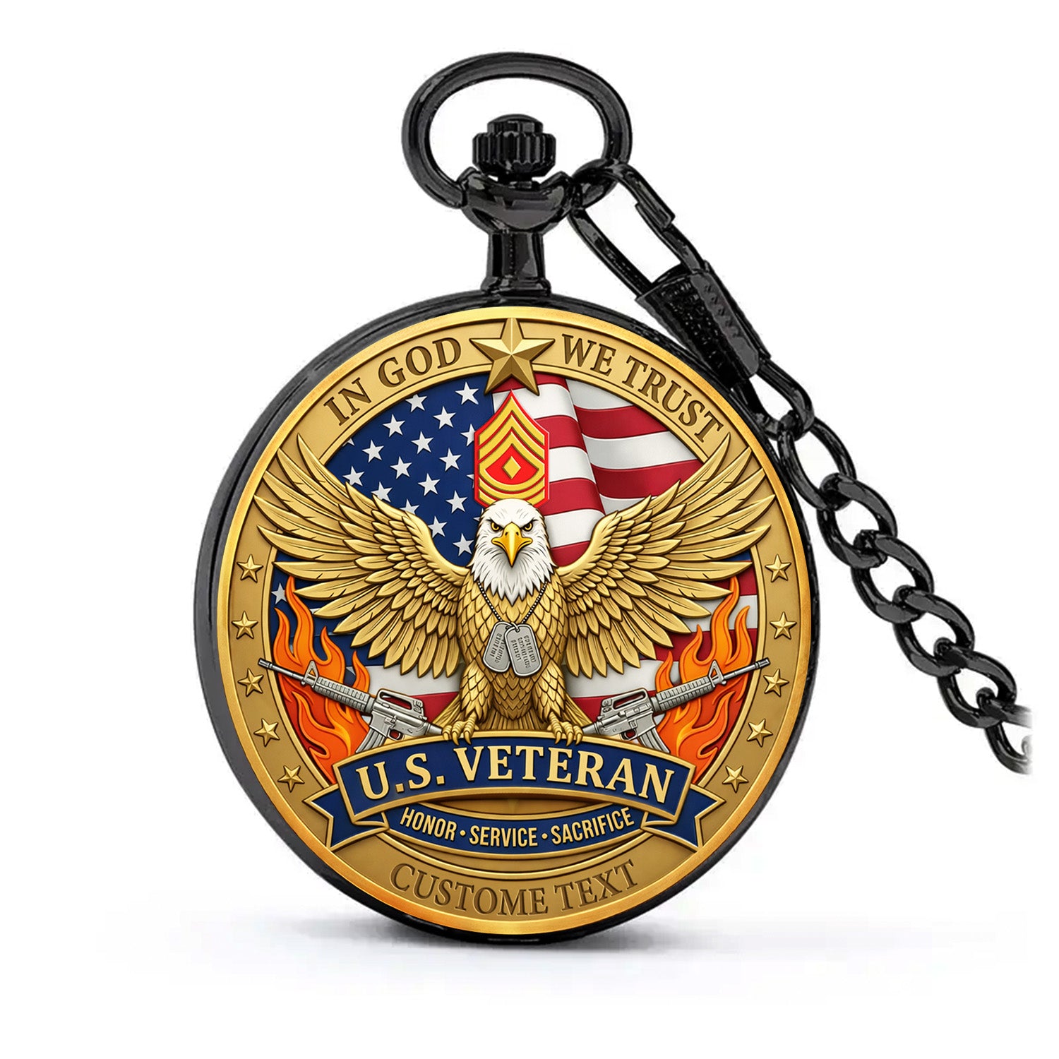 USMC 250th Anniversary Pocket Watch Veteran Gift