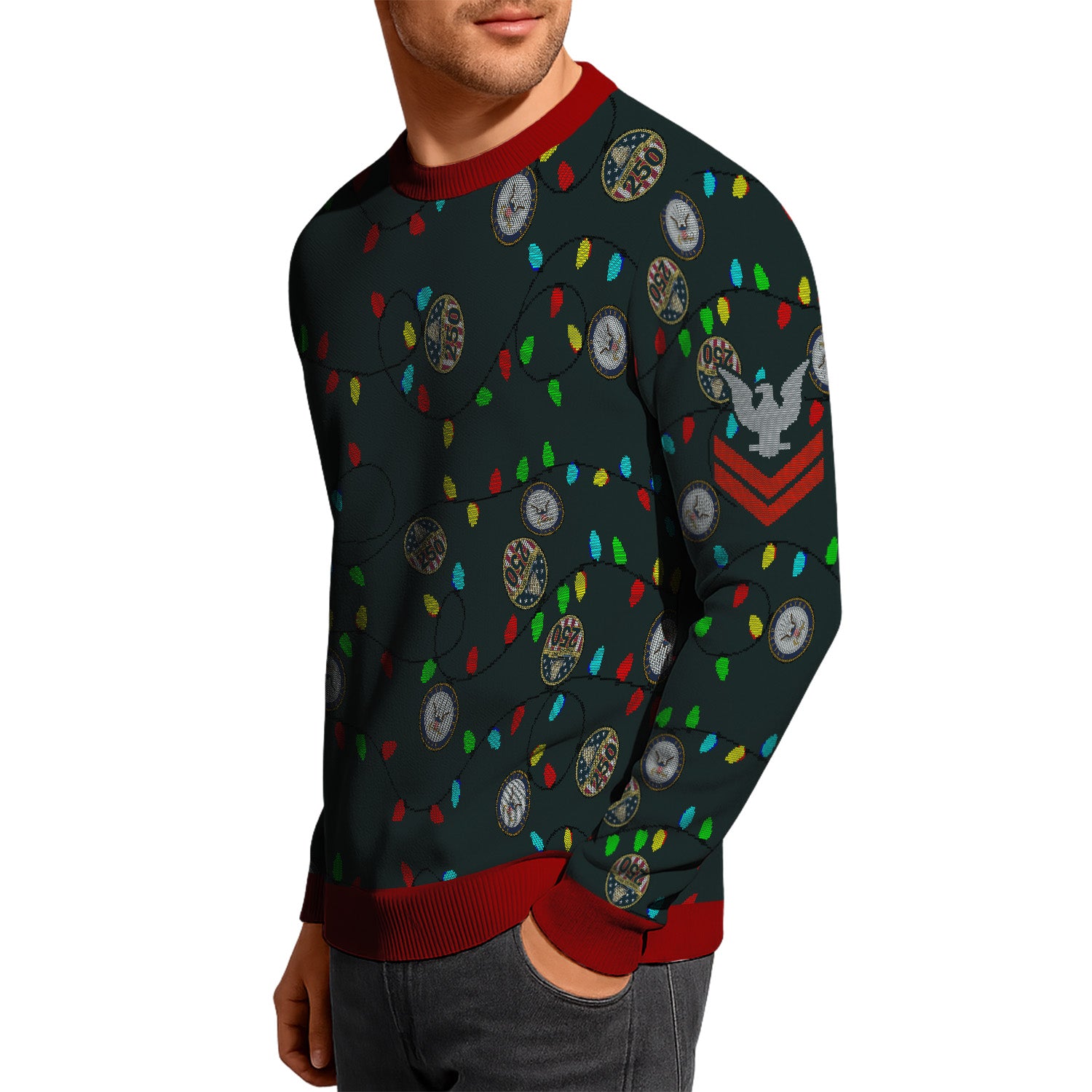 Custom Ranks US Navy Ugly Christmas Sweater for Women Men KRUST07
