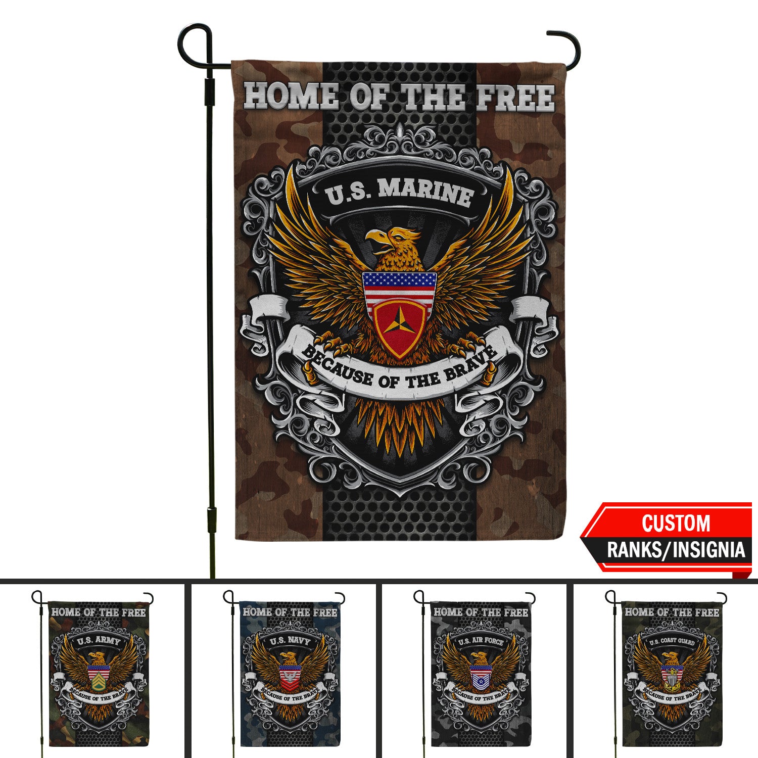 Personalized US Military Logo/Insignia And Text KFLAG18 Garden Flag, House Flag Twin-Side Printing