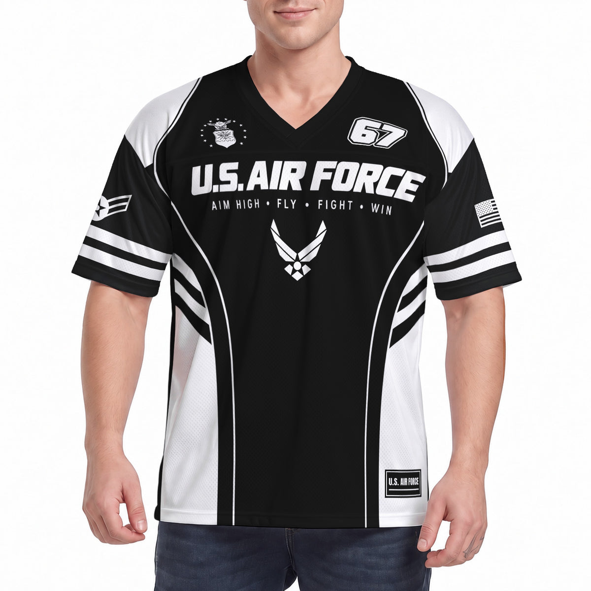 U.S. Air Force Personalized Sports Jersey Custom Rank Text and Number