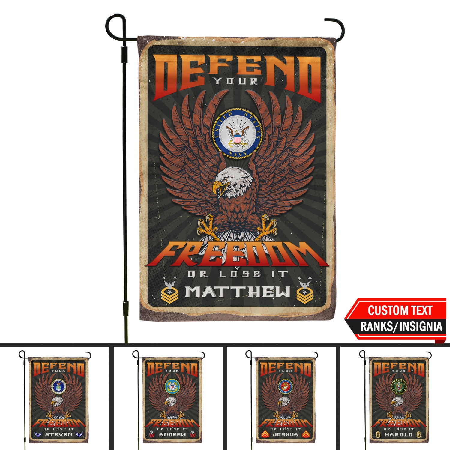 Personalized US Military Logo/Insignia And Text KFLAG13 Garden Flag, House Flag Twin-Side Printing