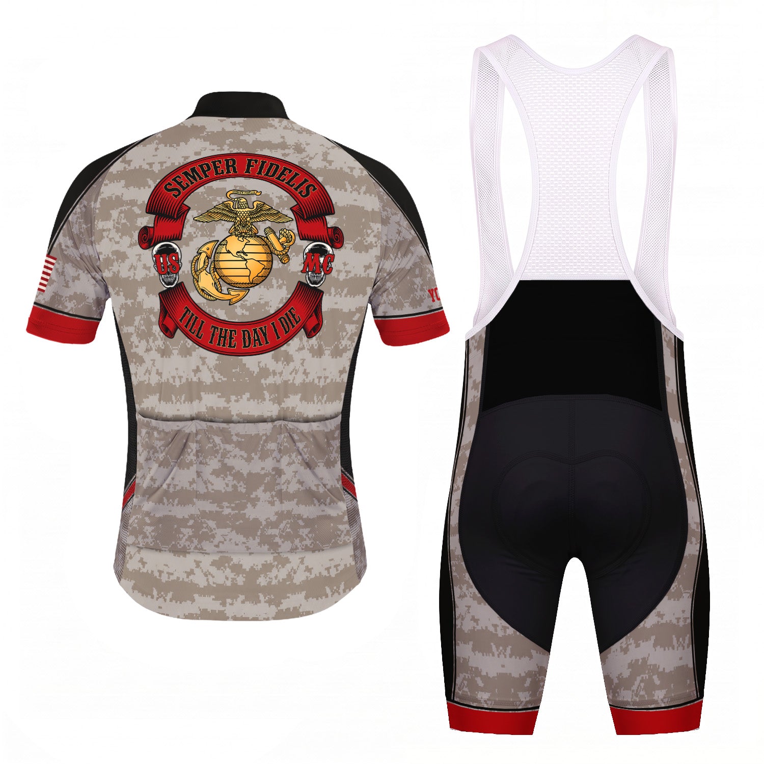 Personalized USMC Cycling Jersey Custom Name & Rank Marine Veteran Shirt