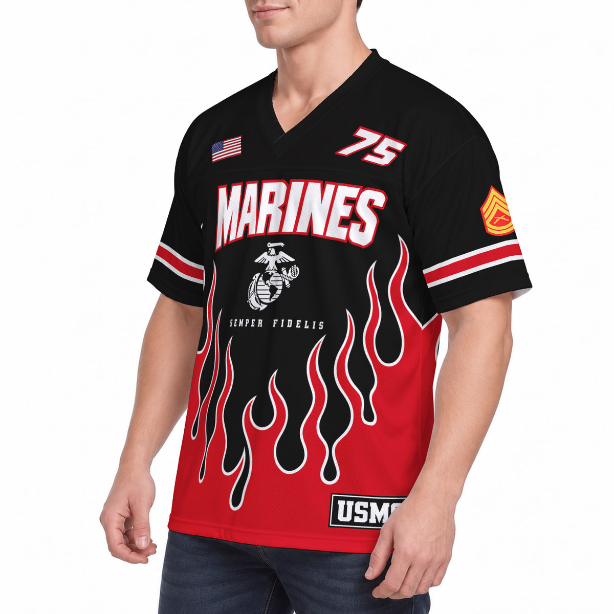 USMC Sports Jersey Custom Marine Rank Text and Jersey Number