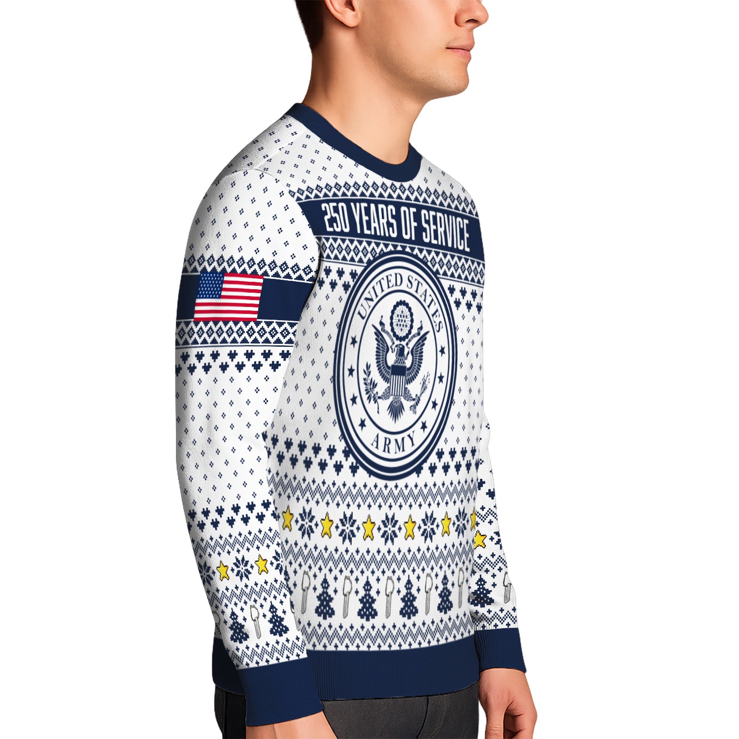 Custom Ranks US Army Ugly Christmas Sweater for Women Men KRUST06