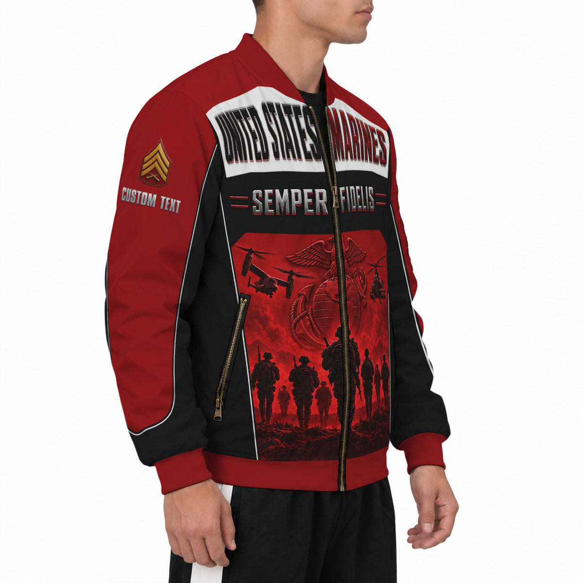 Custom Name Rank U.S. Marine Corps Military Bomber Jacket