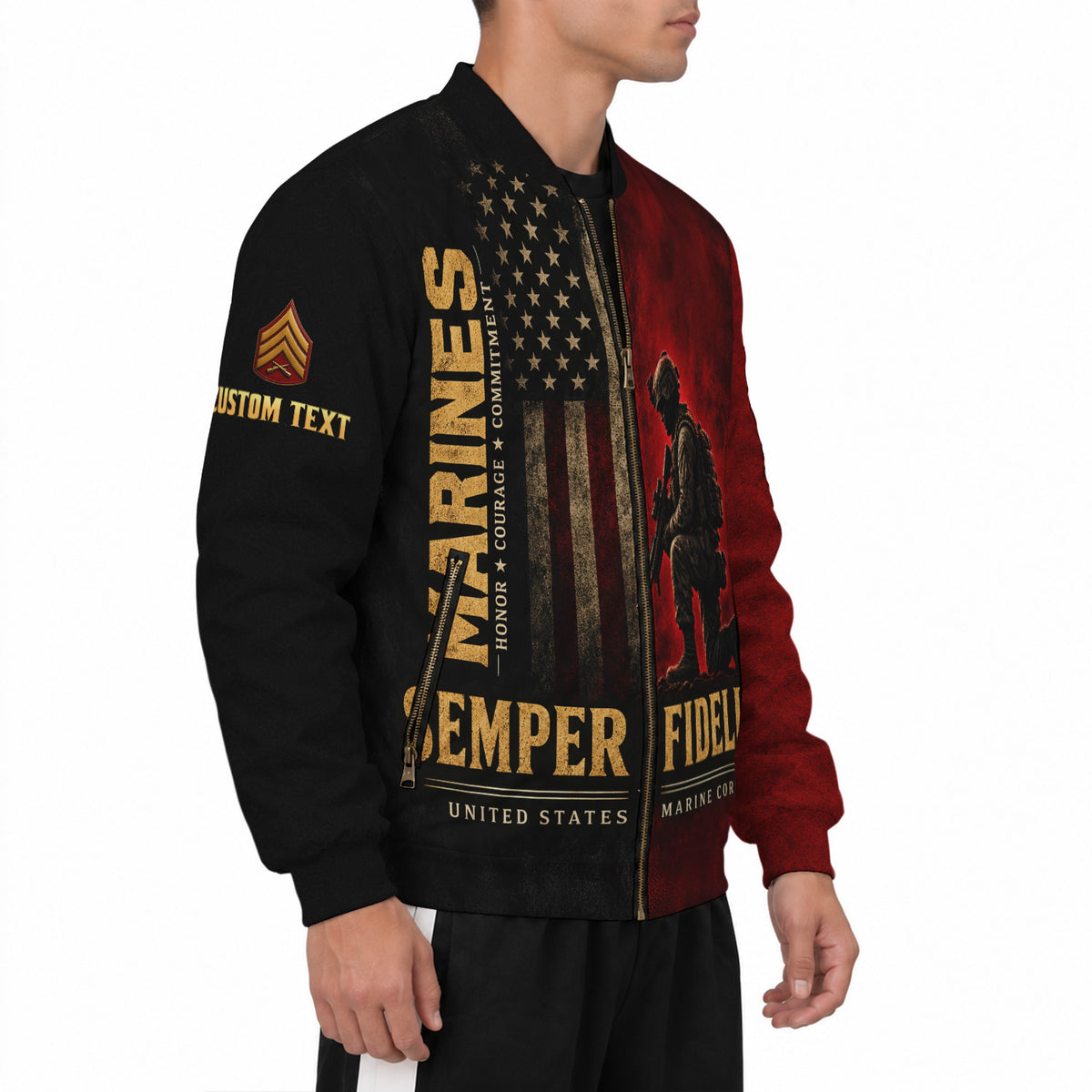 Personalized Name Rank U.S. Marine Corps Military Bomber Jacket