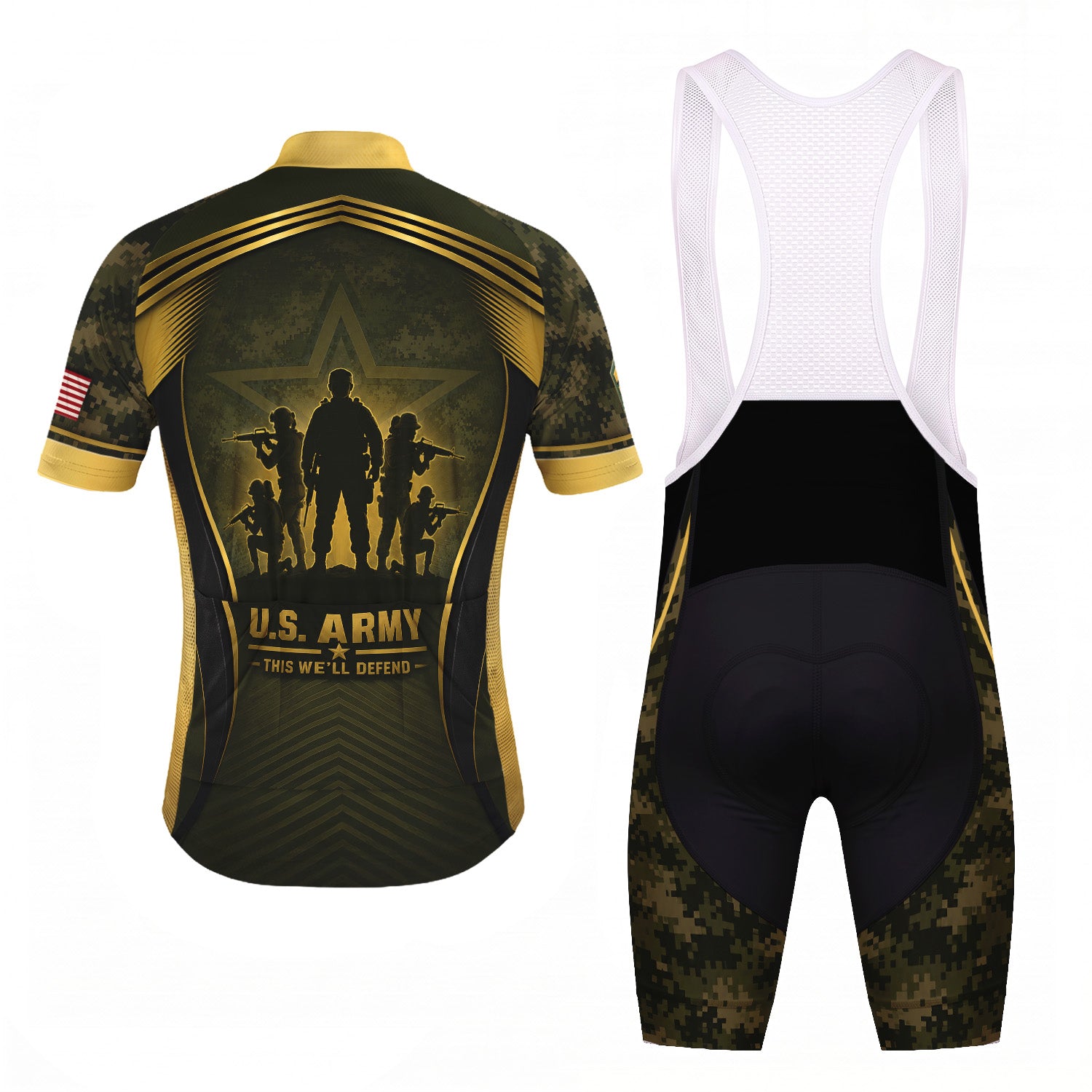 Personalized U.S. Army Cycling Jersey Custom Name & Rank Veteran Shirt