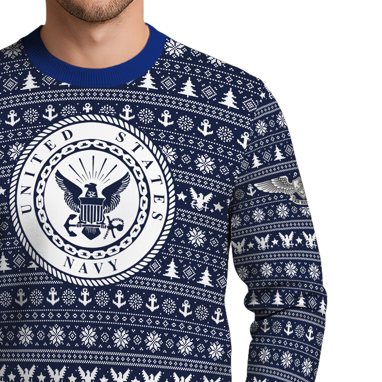 Personalized US Navy Christmas Ugly Sweater KRUST11
