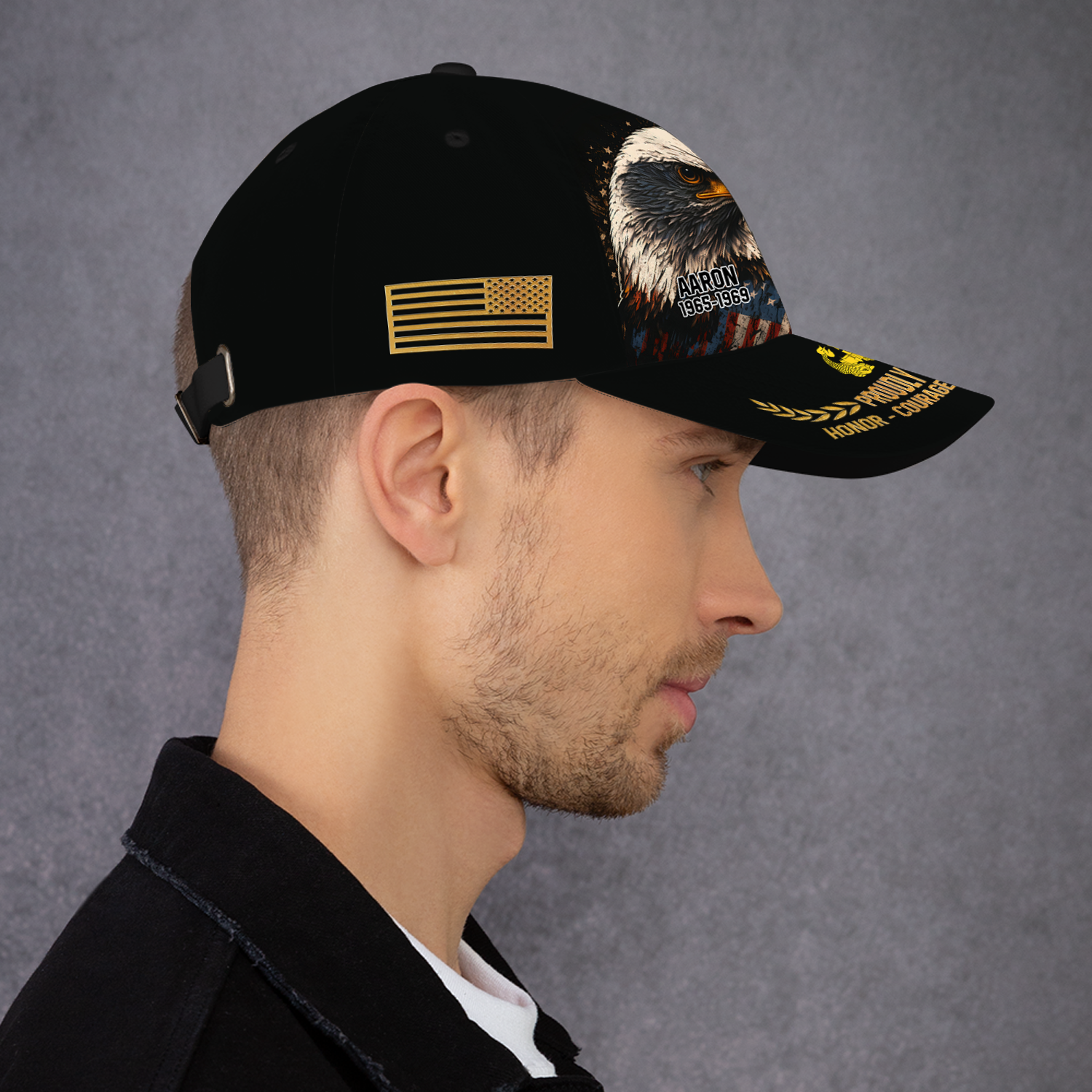 Karl-AOVCAP-10 Custom Ranks/Insignia, Personalized Name And Years Served All Over Prints Premium Classic Cap KAOVC10