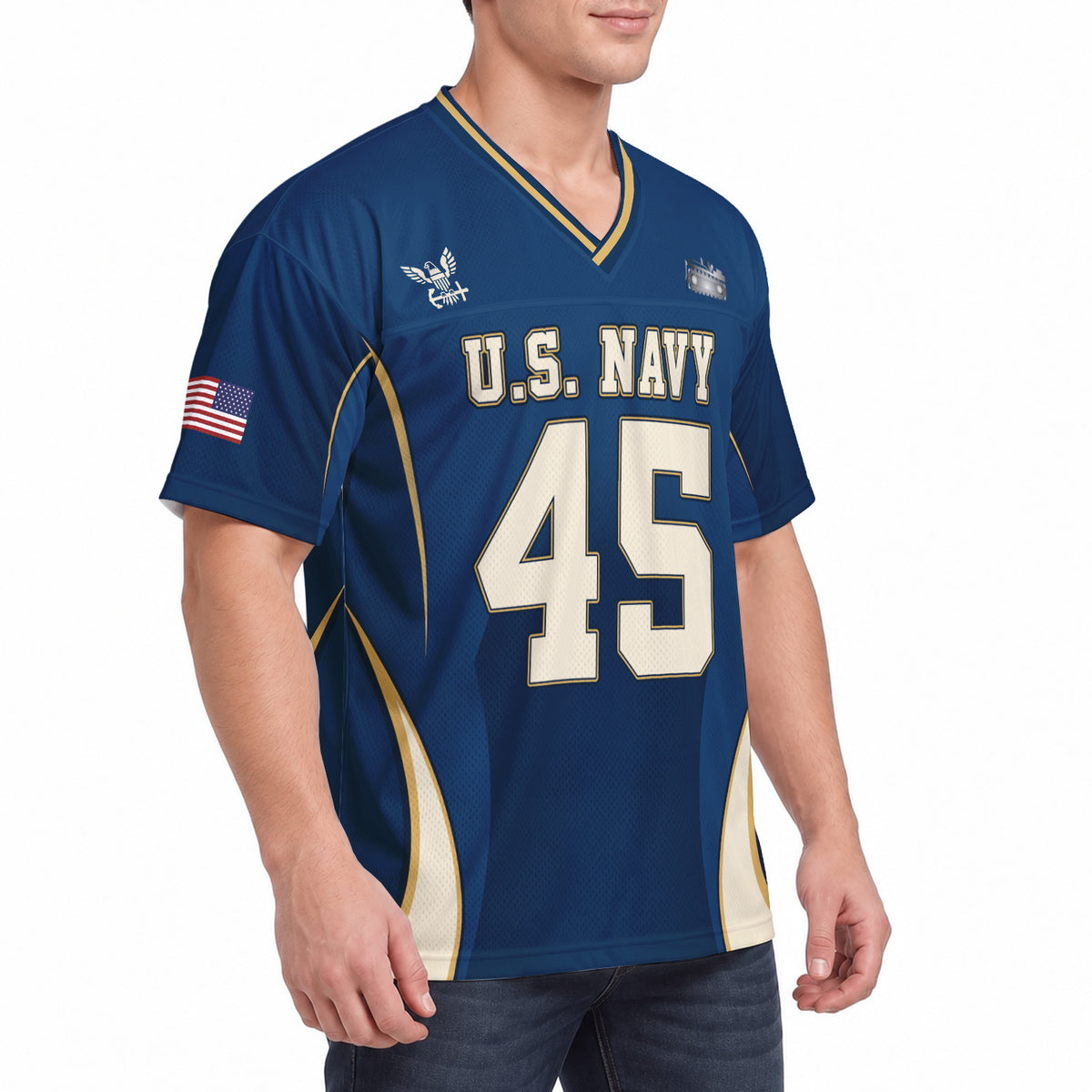 Personalized U.S. Navy Sports Jersey Custom Rank Text and Jersey Number