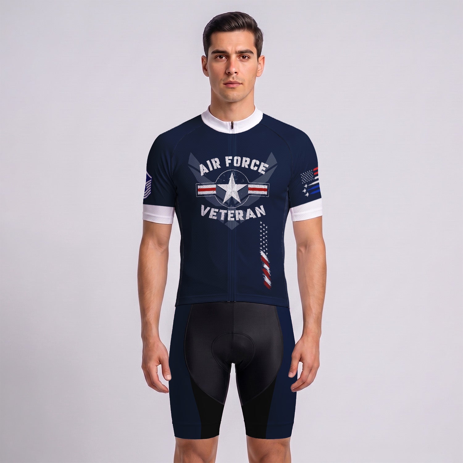 Personalized U.S. Air Force Cycling Jersey Custom Name & Rank Veteran