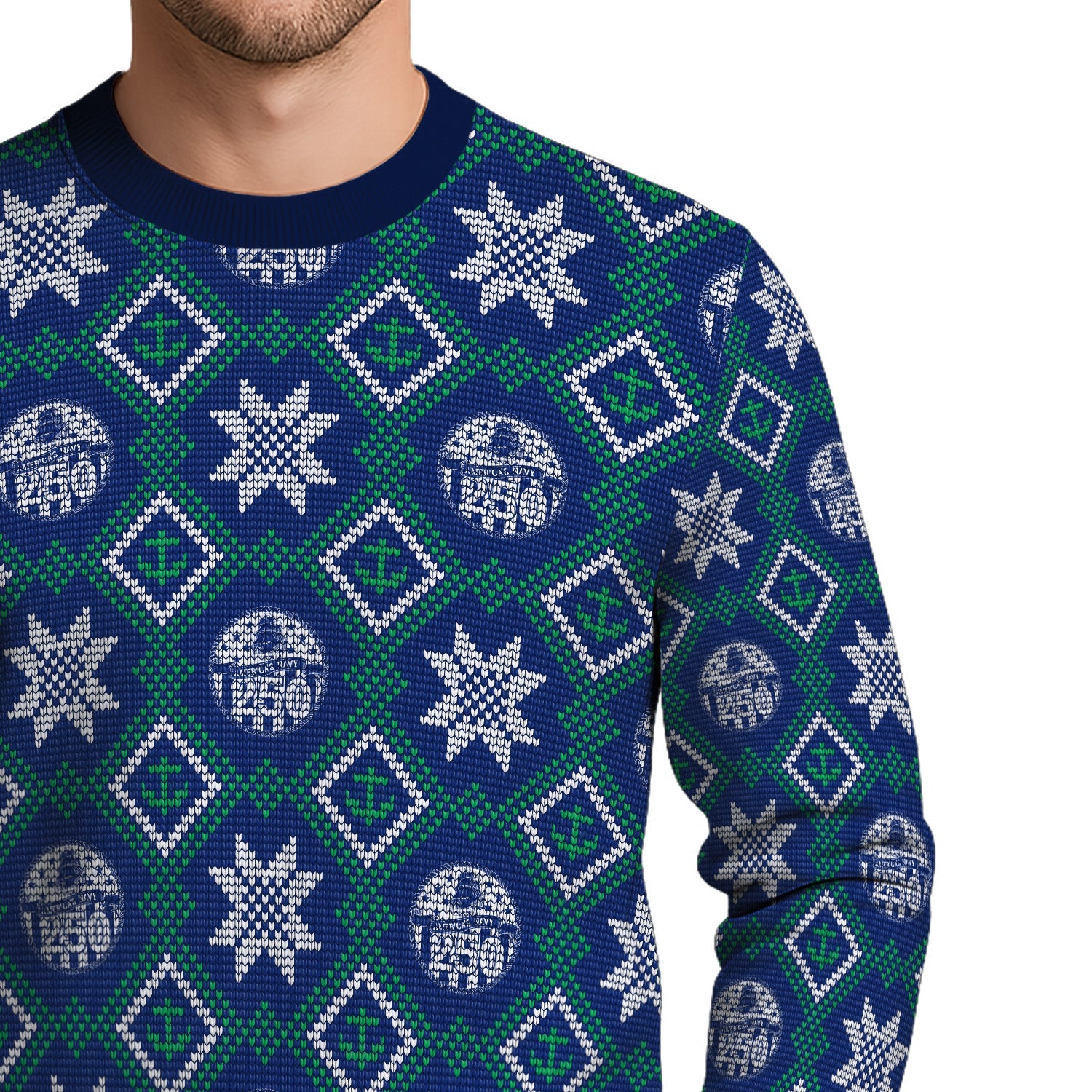 US Navy 250 America Pattern Christmas Ugly Sweater