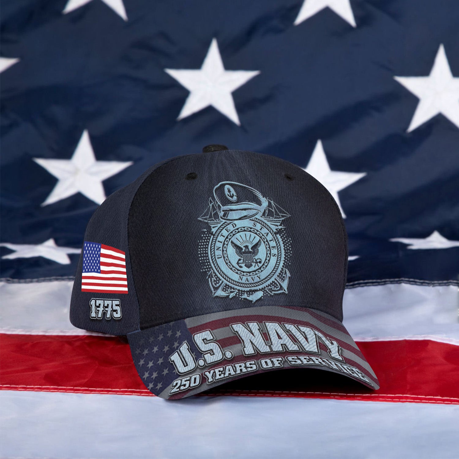 US Navy 250 Years Of Service All Over Prints Premium Classic Cap