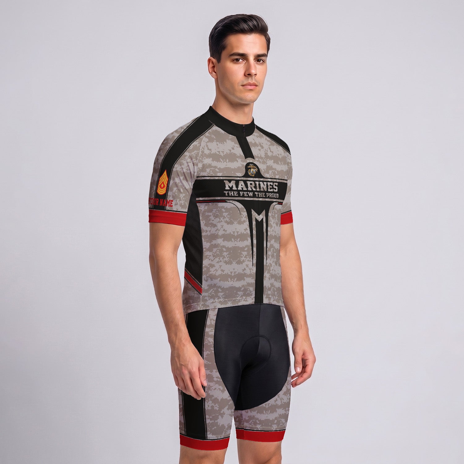 Personalized USMC Cycling Jersey Custom Name & Rank Marine Veteran Shirt
