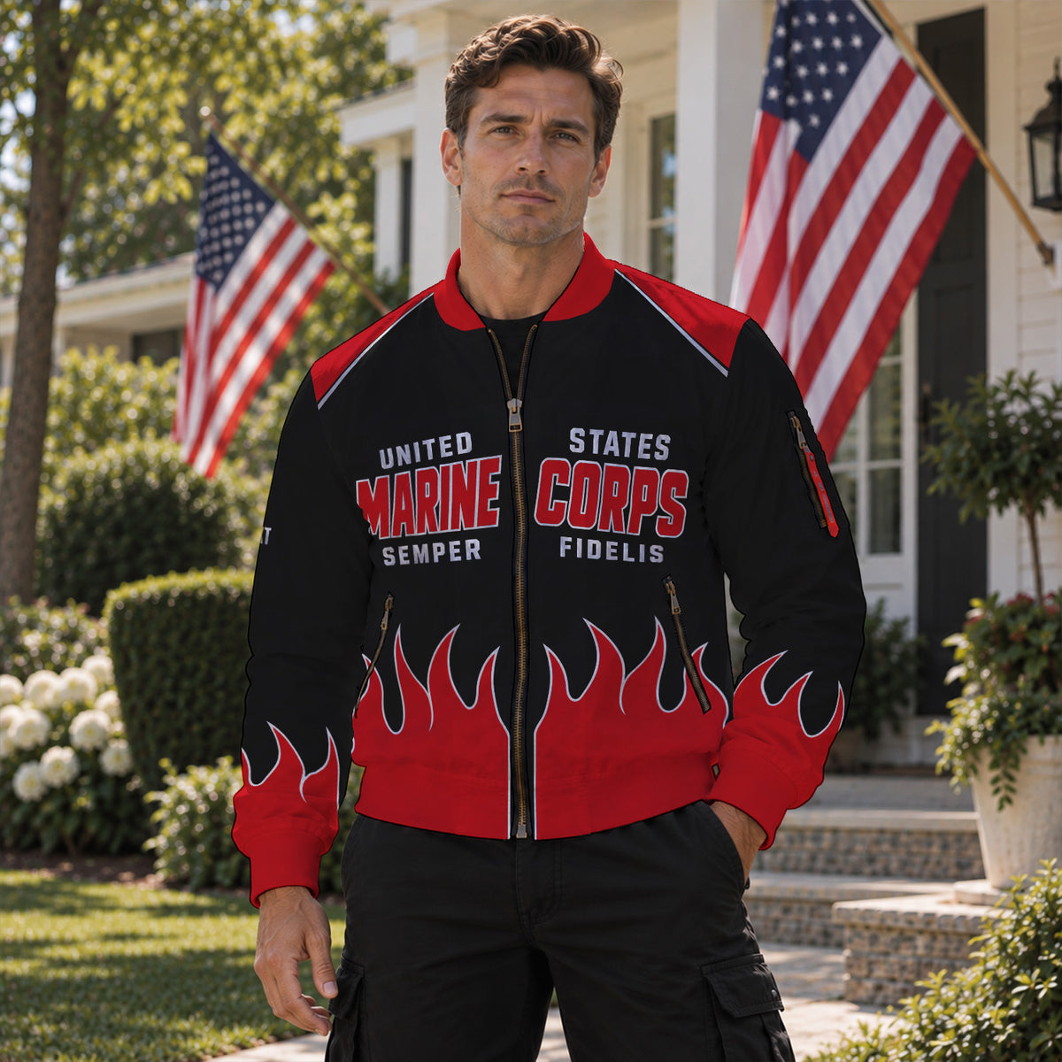 Personalized Name And Rank U.S. Marine Corps Military Bomber Jacket