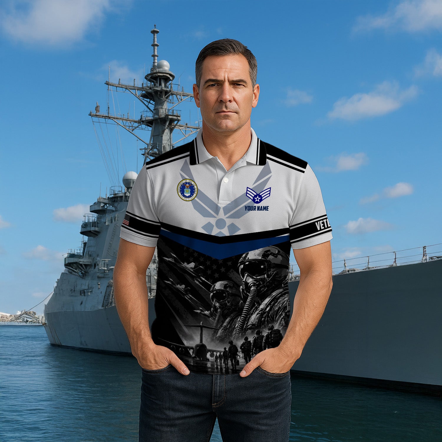 Personalized US Air Force Rank 3D All-Over Print Polo Shirt Gift
