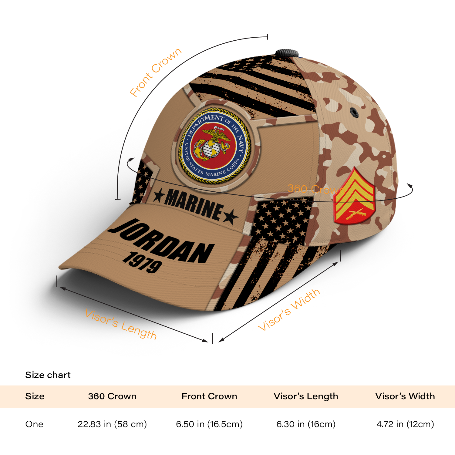 US Military Digital Camo, Custom Ranks/Insignia, Personalized Name And Years Served All Over Prints Premium Classic Cap