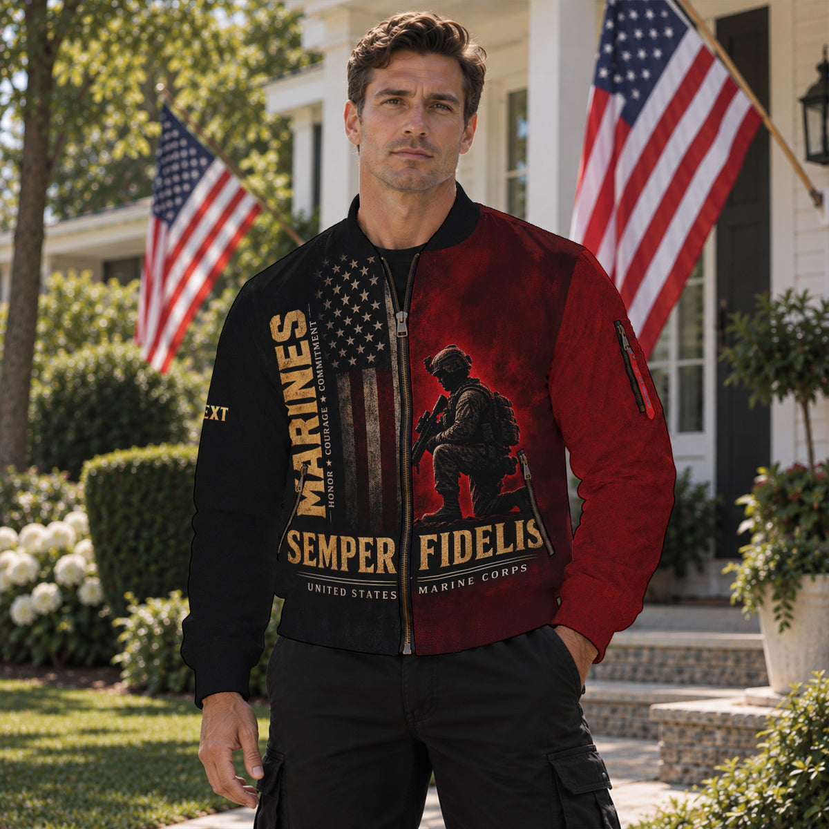 Personalized Name Rank U.S. Marine Corps Military Bomber Jacket