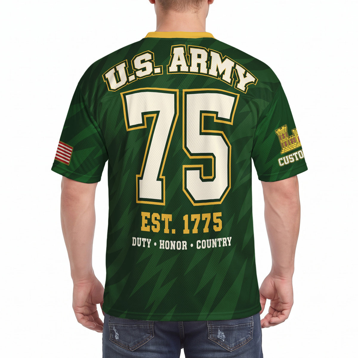 Personalized U.S. Army Sports Jersey Custom Rank and Text Military Shirt