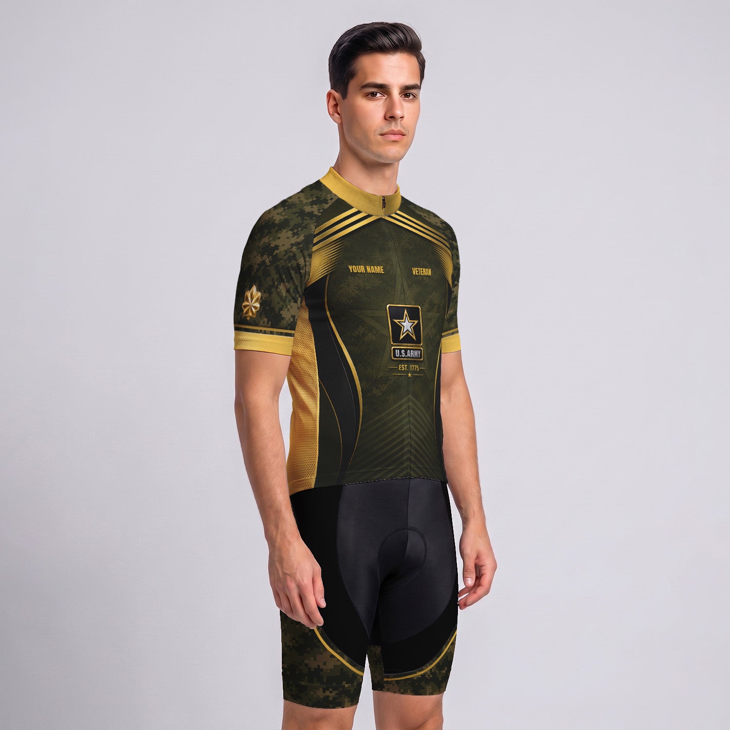Personalized U.S. Army Cycling Jersey Custom Name & Rank Veteran Shirt