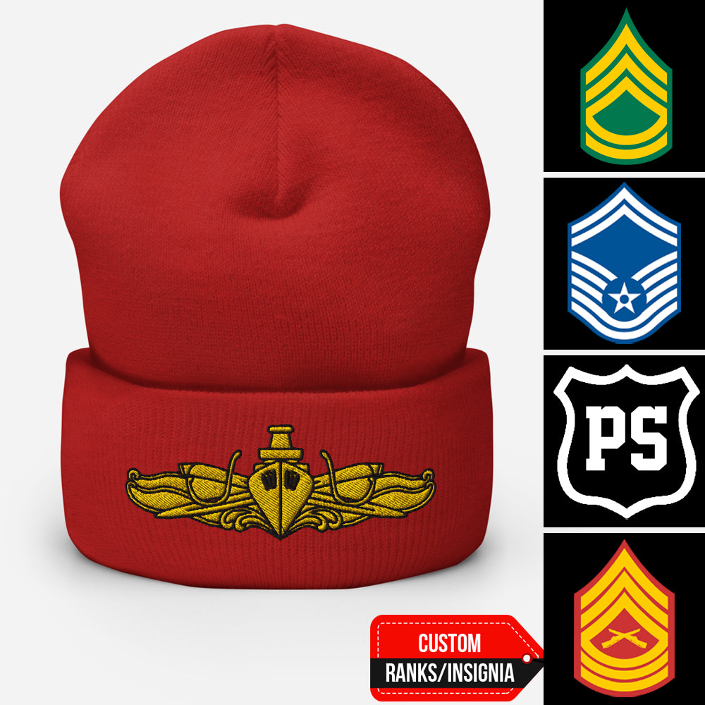 Custom US Military Ranks/Insignia Embroidered Beanie