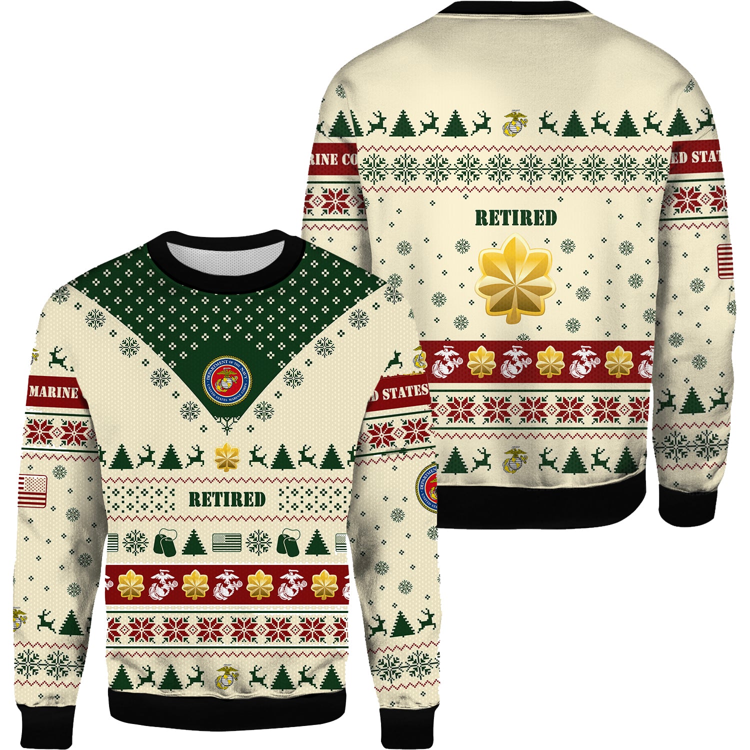 Custom 3D All Over Prints Ugly Sweater Personalized Text Military Ra