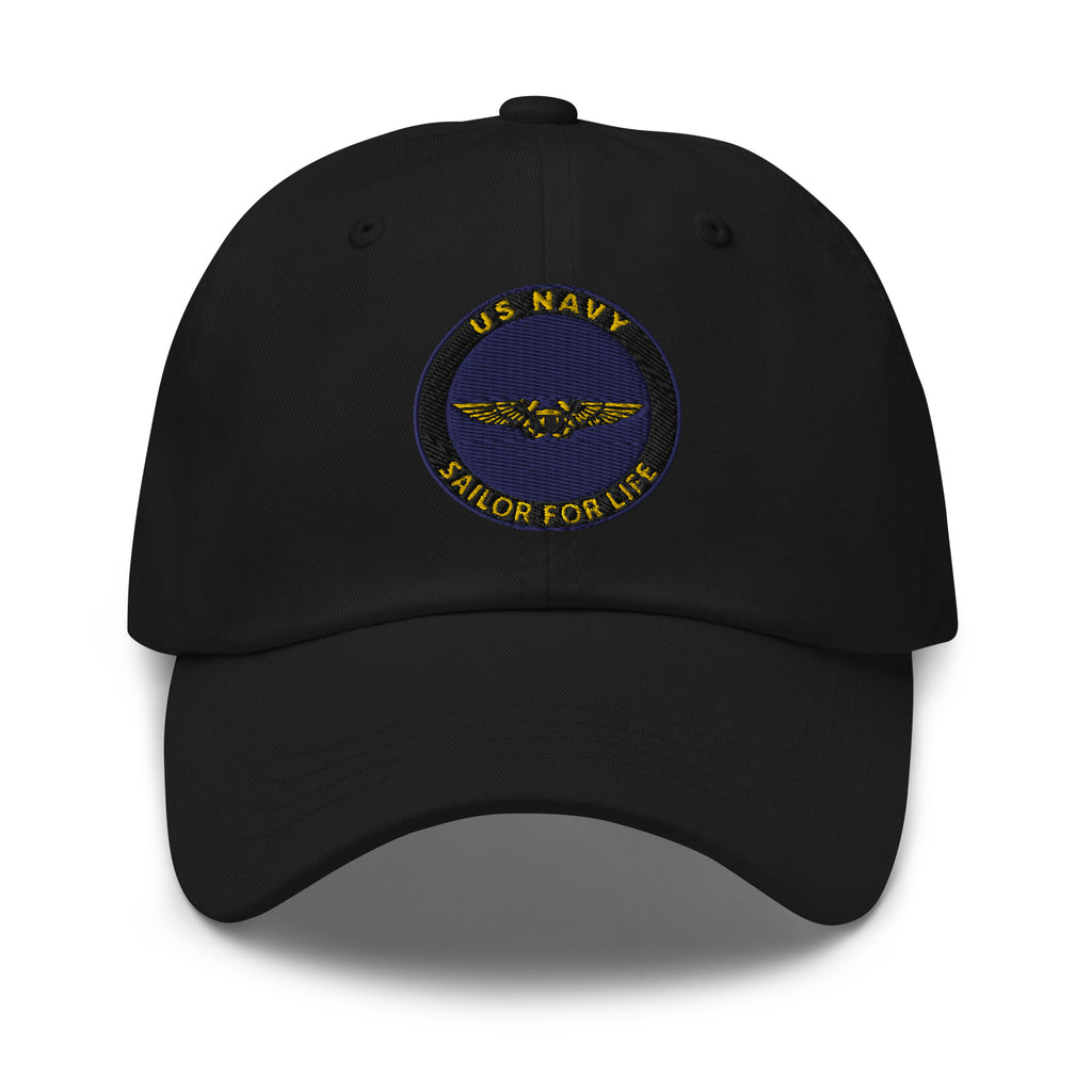 US Navy Naval Flight Officer Sailor For Life Embroidered Dad Hat