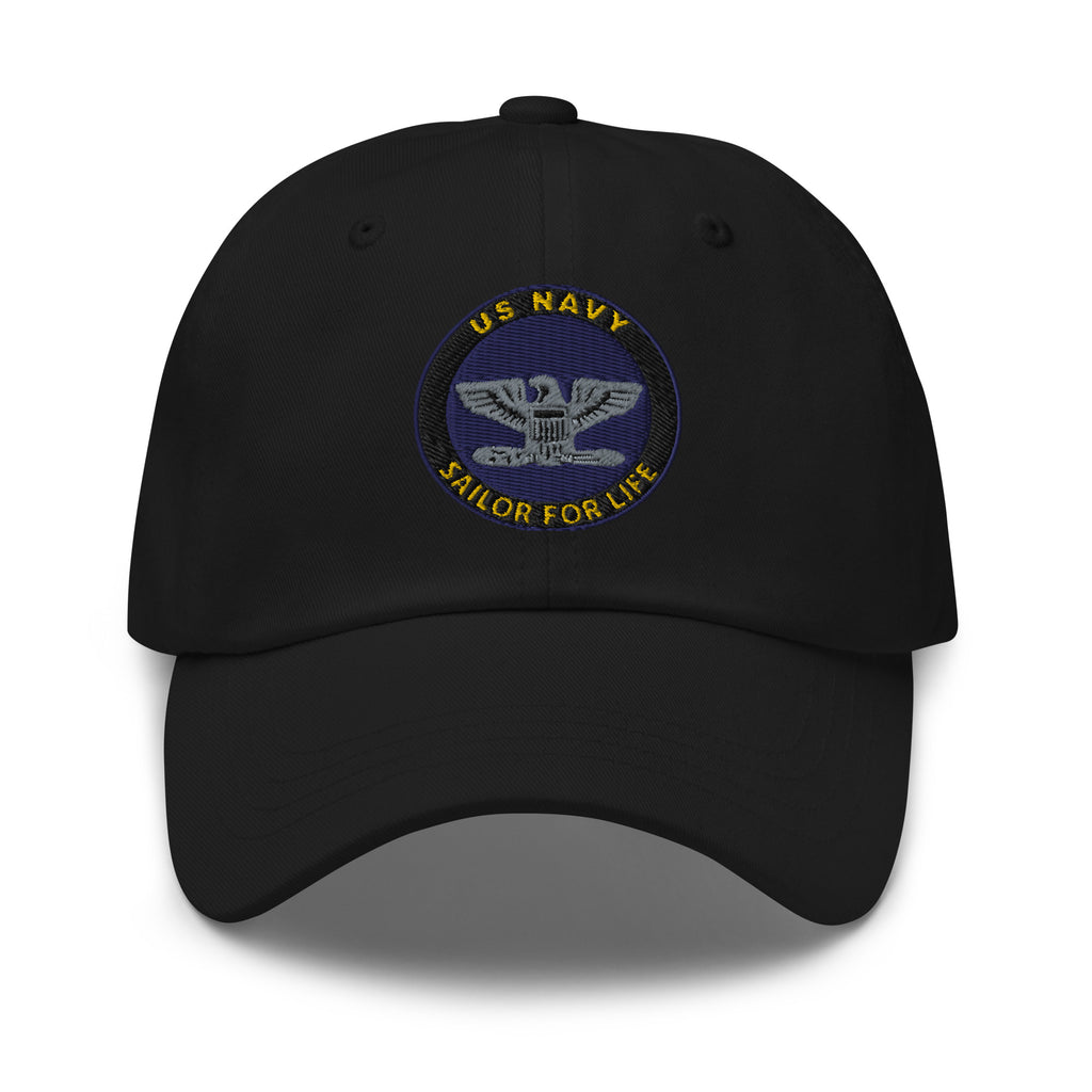 US Navy O-6 Captain O6 CAPT Senior Officer  Sailor For Life Embroidered Dad Hat