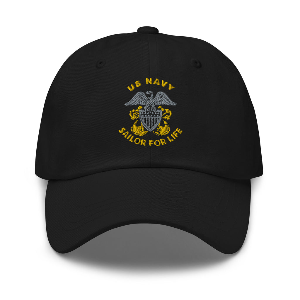 US Navy Officer Cap Device Sailor For Life Embroidered Dad Hat