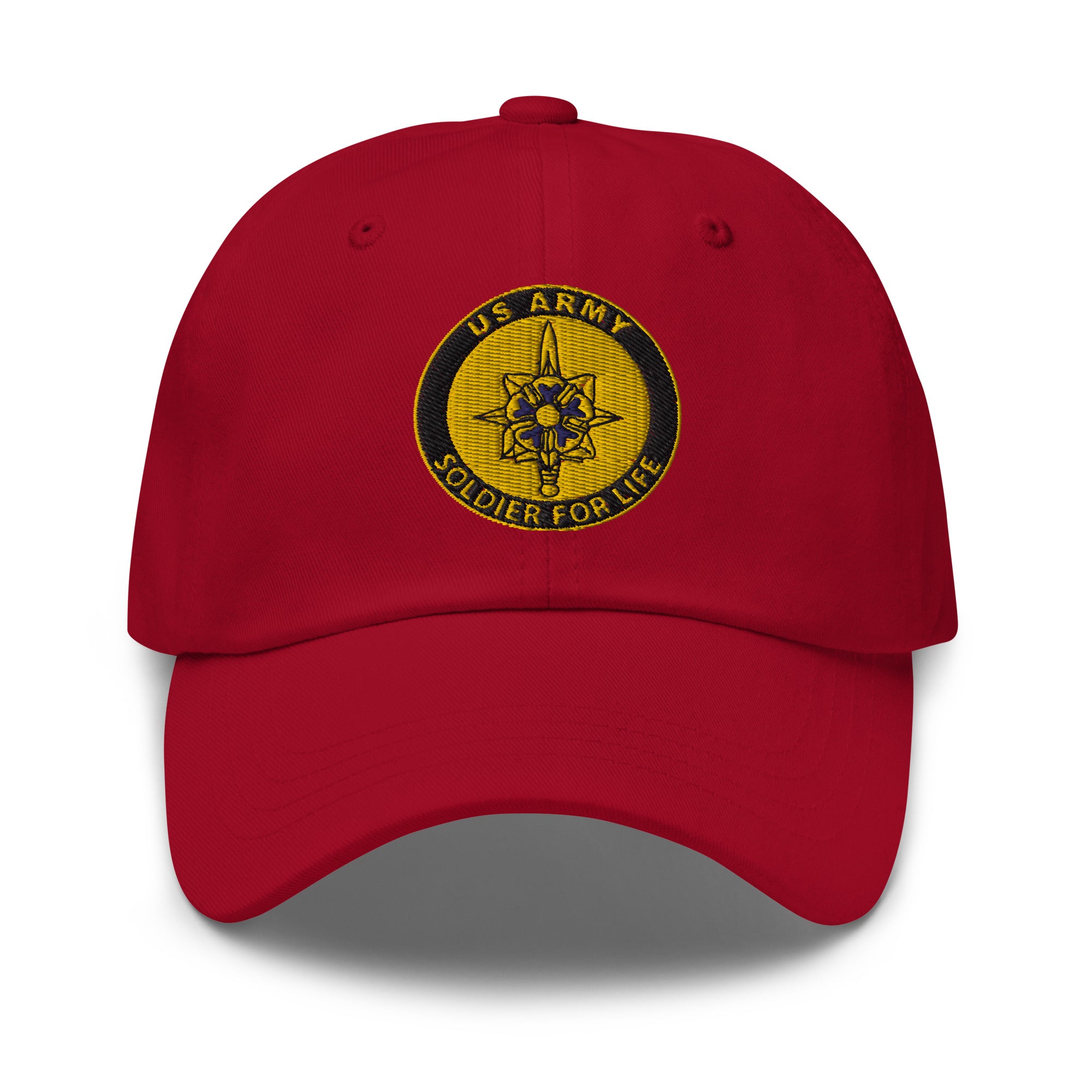 US Army Military Intelligence Branch Soldier For Life Embroidered Dad Hat