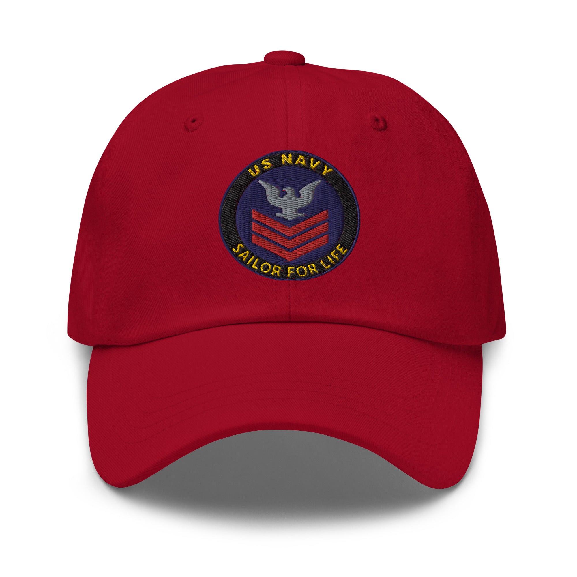 US Navy E-6 Red Stripe Sailor For Life Embroidered Dad Hat