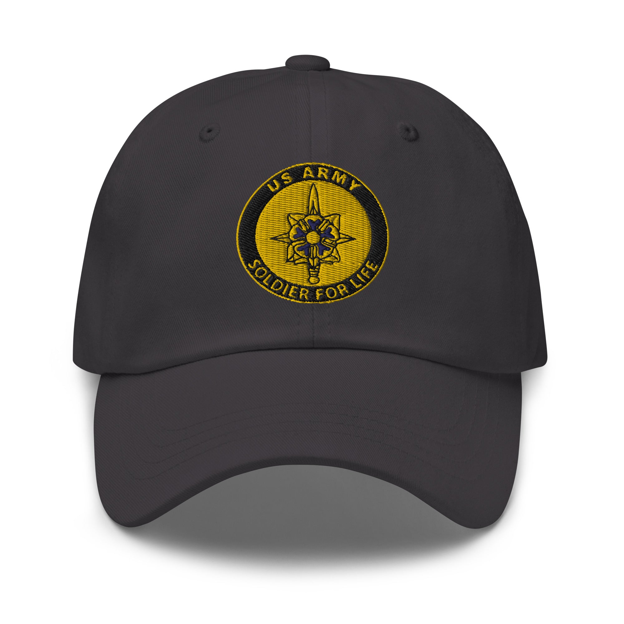 US Army Military Intelligence Branch Soldier For Life Embroidered Dad Hat