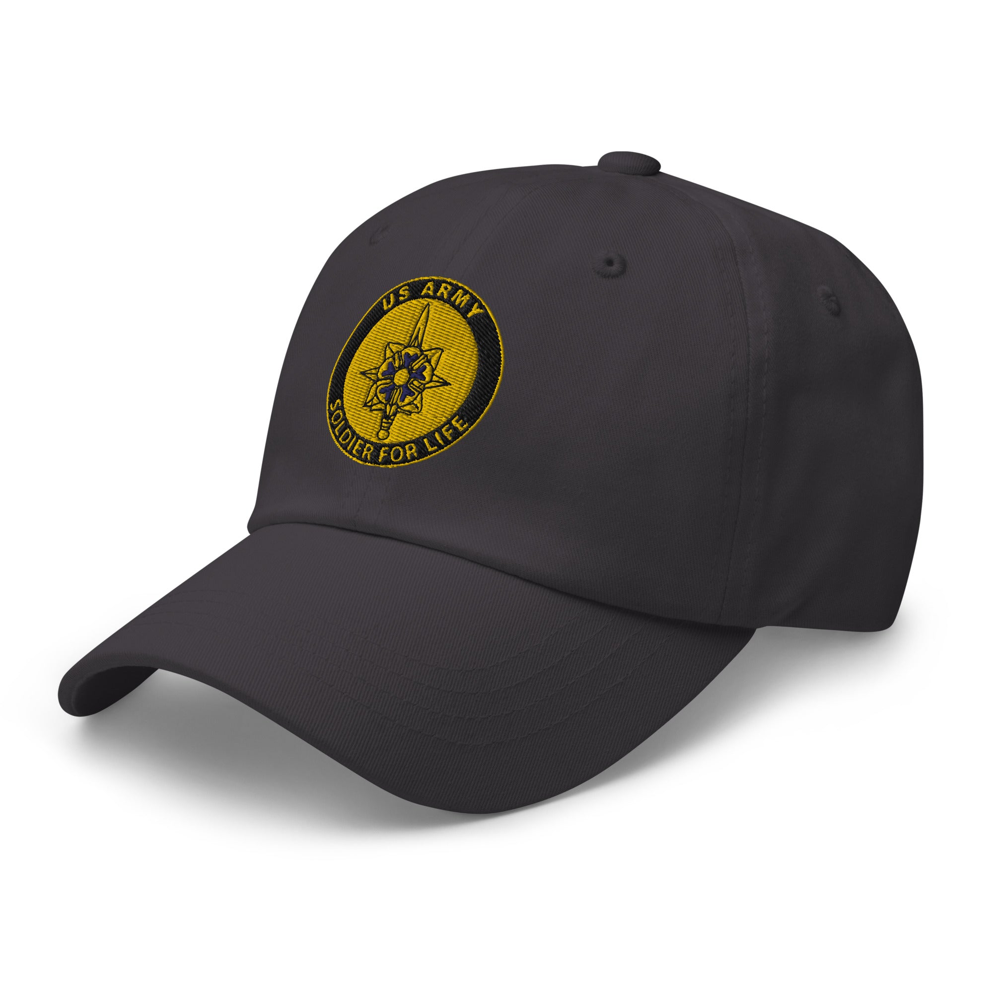 US Army Military Intelligence Branch Soldier For Life Embroidered Dad Hat