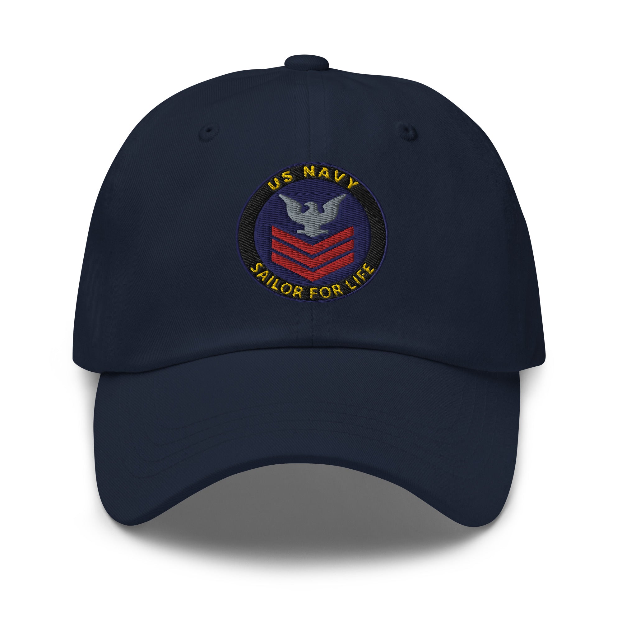 US Navy E-6 Red Stripe Sailor For Life Embroidered Dad Hat