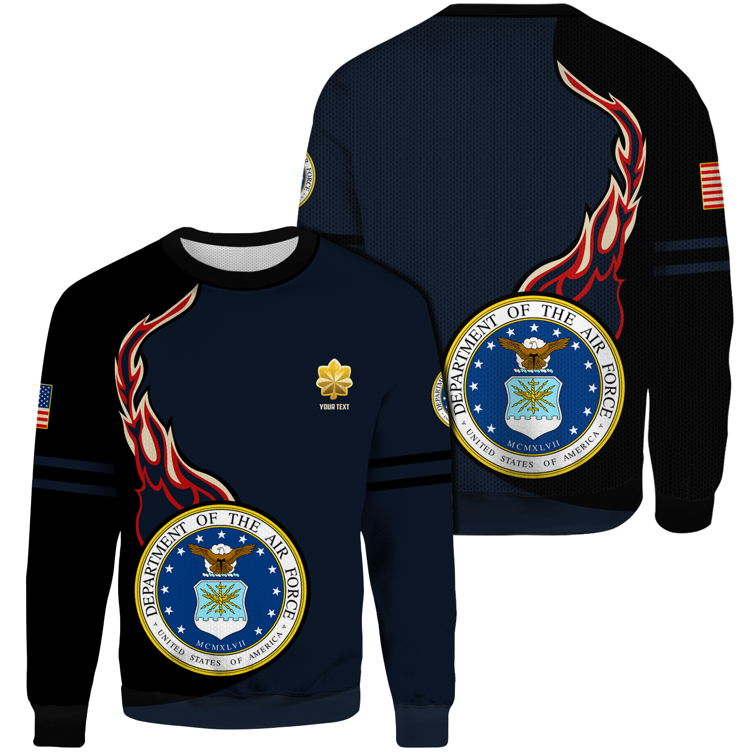 Custom 3D All Over Prints Ugly Sweater, Personalized Name And Ranks, Military Logo