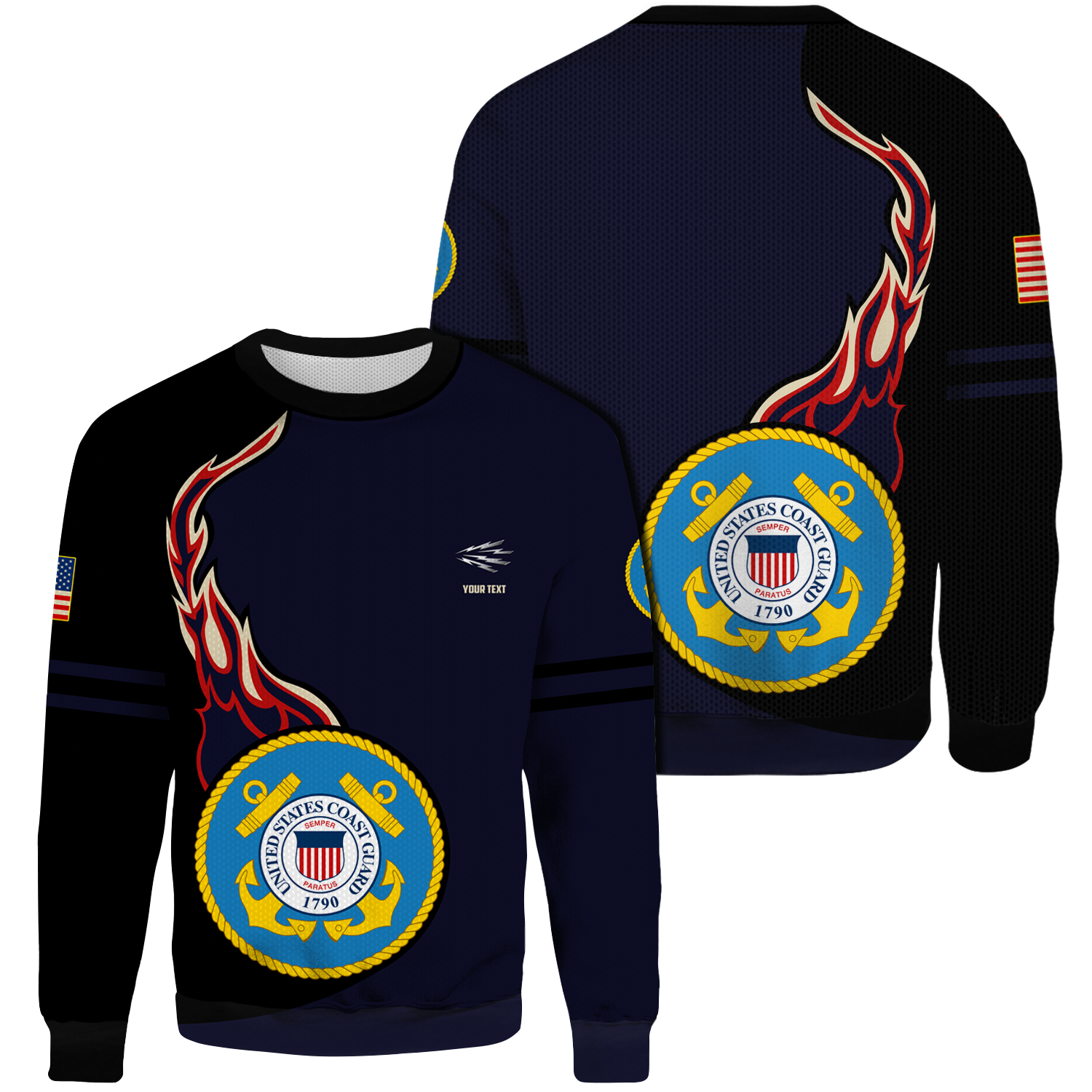 Custom 3D All Over Prints Ugly Sweater, Personalized Name And Ranks, Military Logo