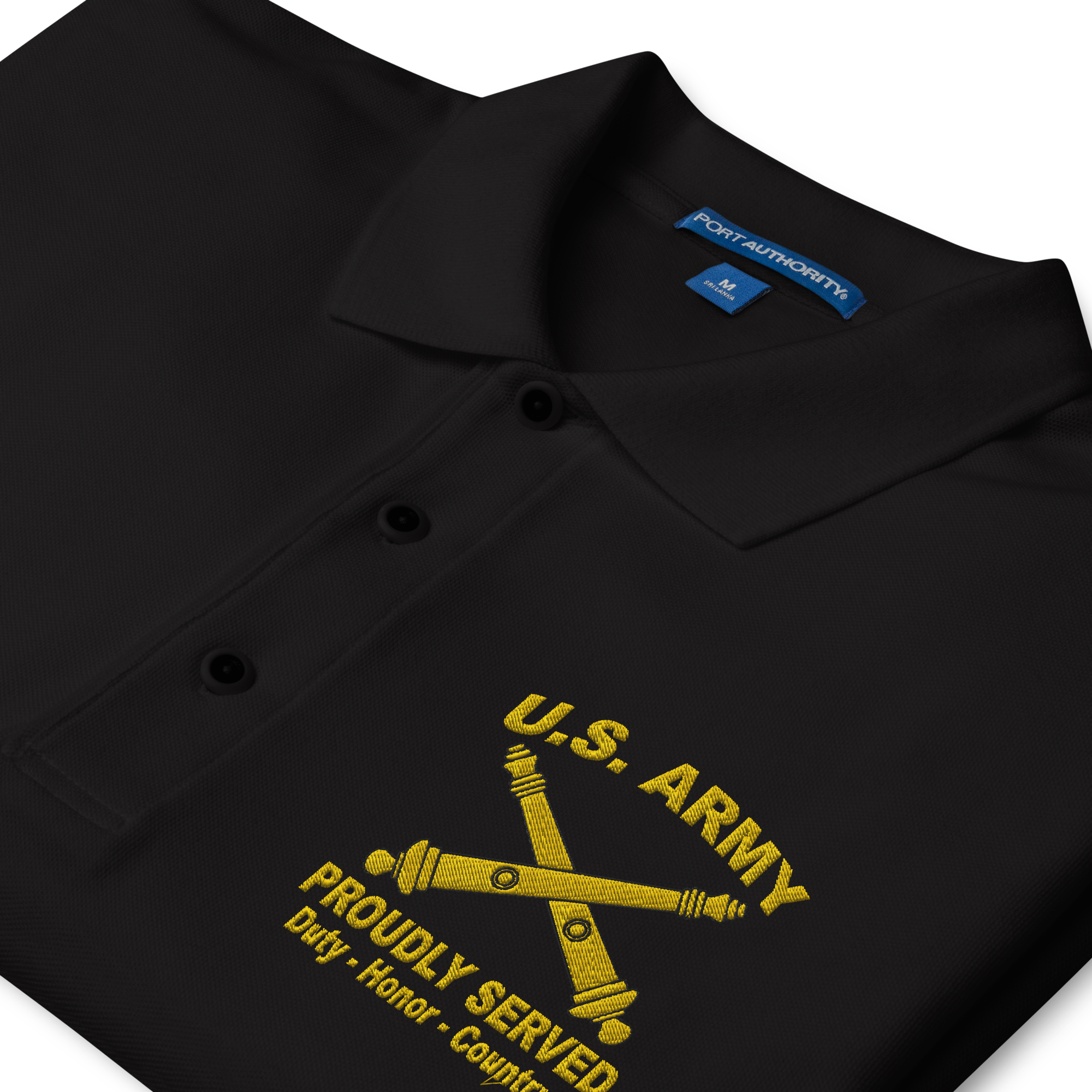 Custom US Army Ranks, Insignia Core Values Embroidered Port Authority Polo Shirt