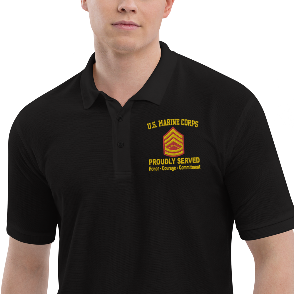 Custom US Marine Corps Ranks, Insignia Core Values Embroidered Port Authority Polo Shirt