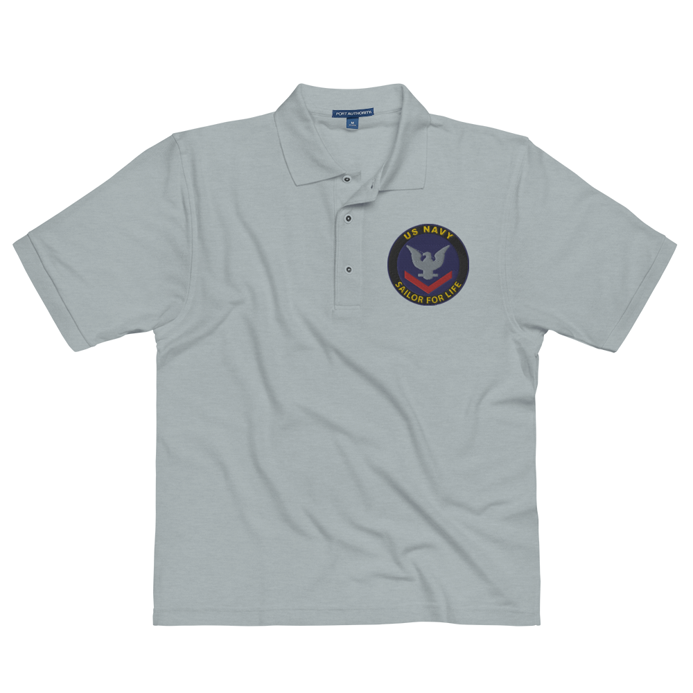 Custom US Navy Ranks, Insignia Sailor For Life Embroidered Port Authority Polo Shirt