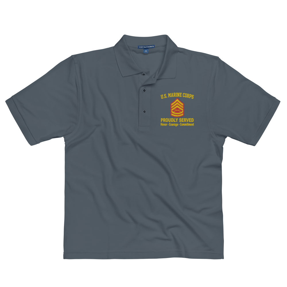 Custom US Marine Corps Ranks, Insignia Core Values Embroidered Port Authority Polo Shirt