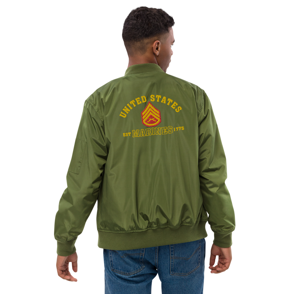 US Marines EST. 1775, Custom US Marine Corps Ranks, Insignia On Back, Embroidered Recycled Bomber Jacket