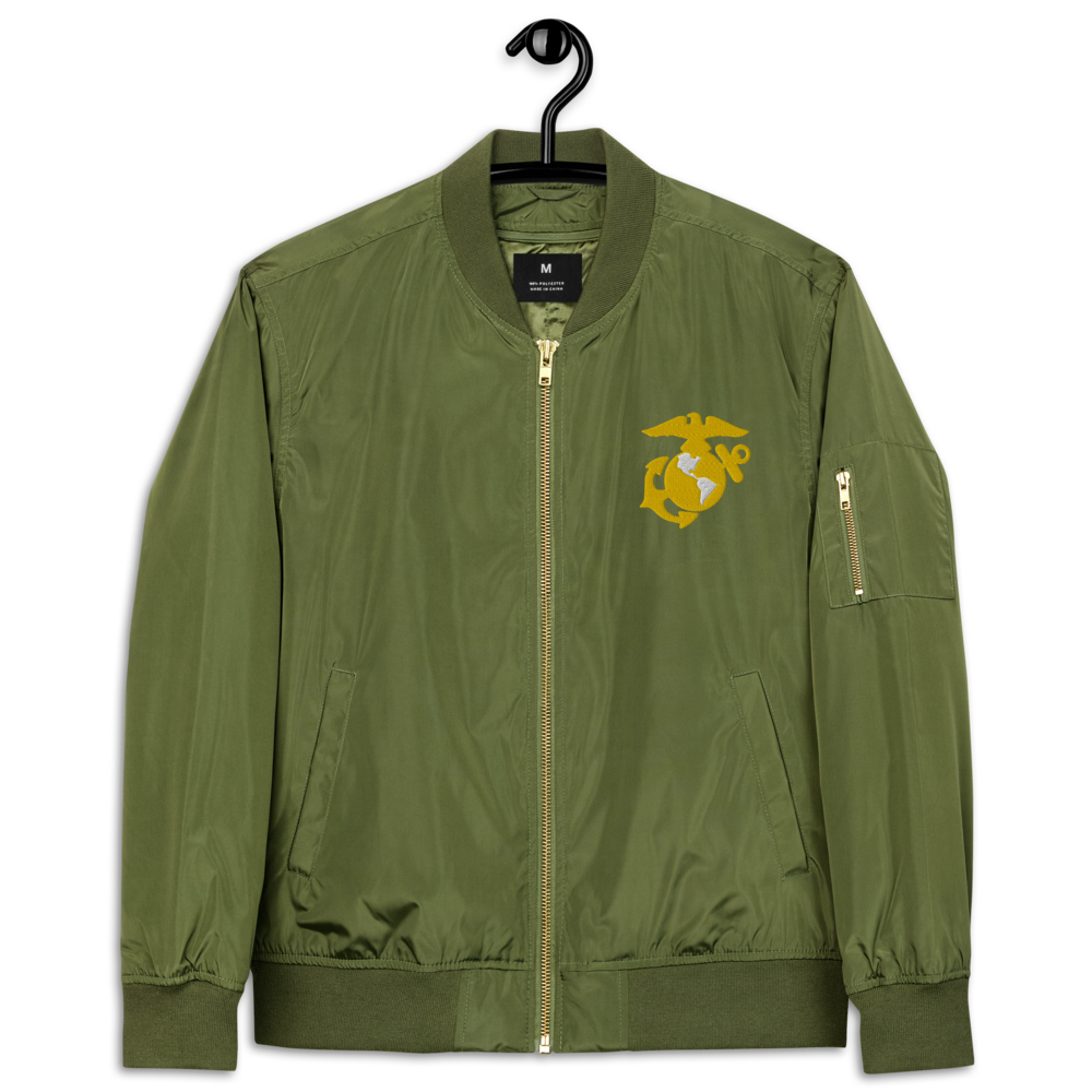 US Marines EST. 1775, Custom US Marine Corps Ranks, Insignia On Back, Embroidered Recycled Bomber Jacket