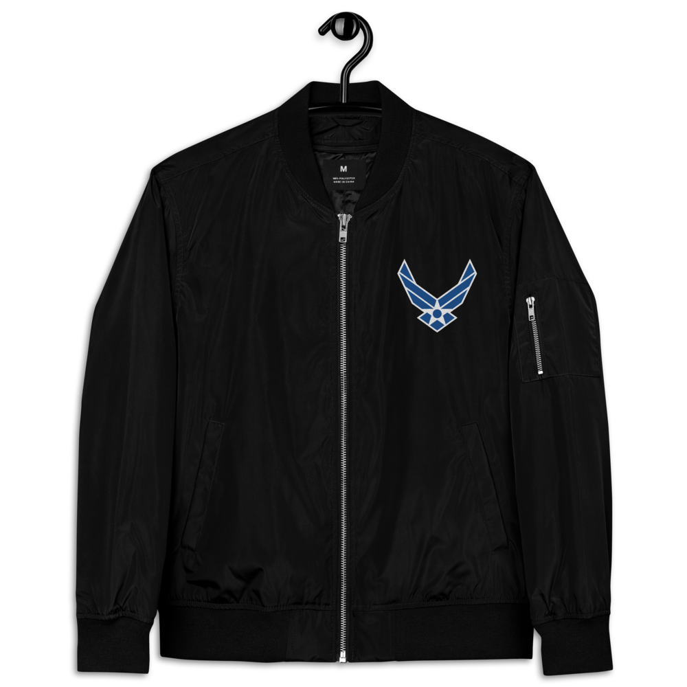 US Air Force EST. 1947, Custom US Air Force Ranks, Insignia On Back, Embroidered Recycled Bomber Jacket