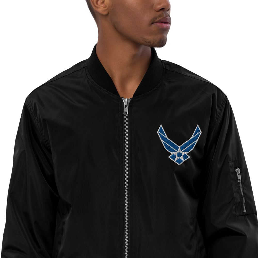 US Air Force EST. 1947, Custom US Air Force Ranks, Insignia On Back, Embroidered Recycled Bomber Jacket