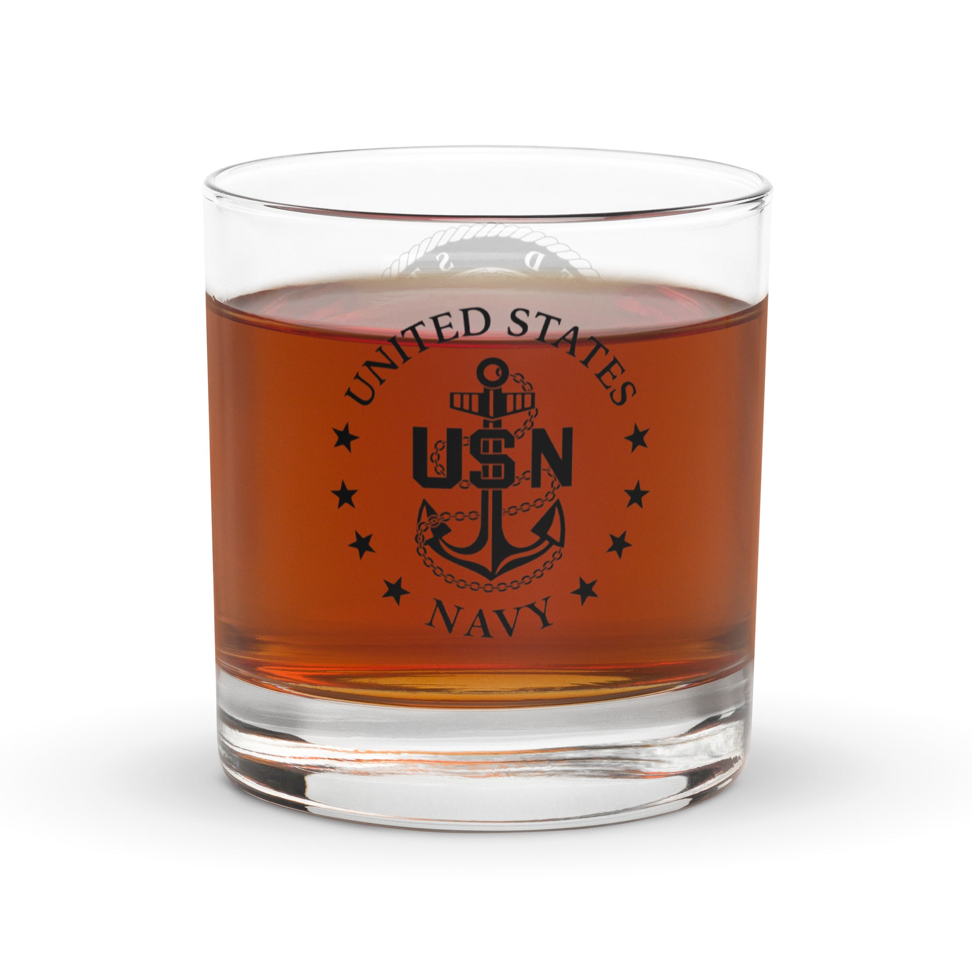 US Navy E-7 CPO Insignia Rocks Glass 10.5 oz