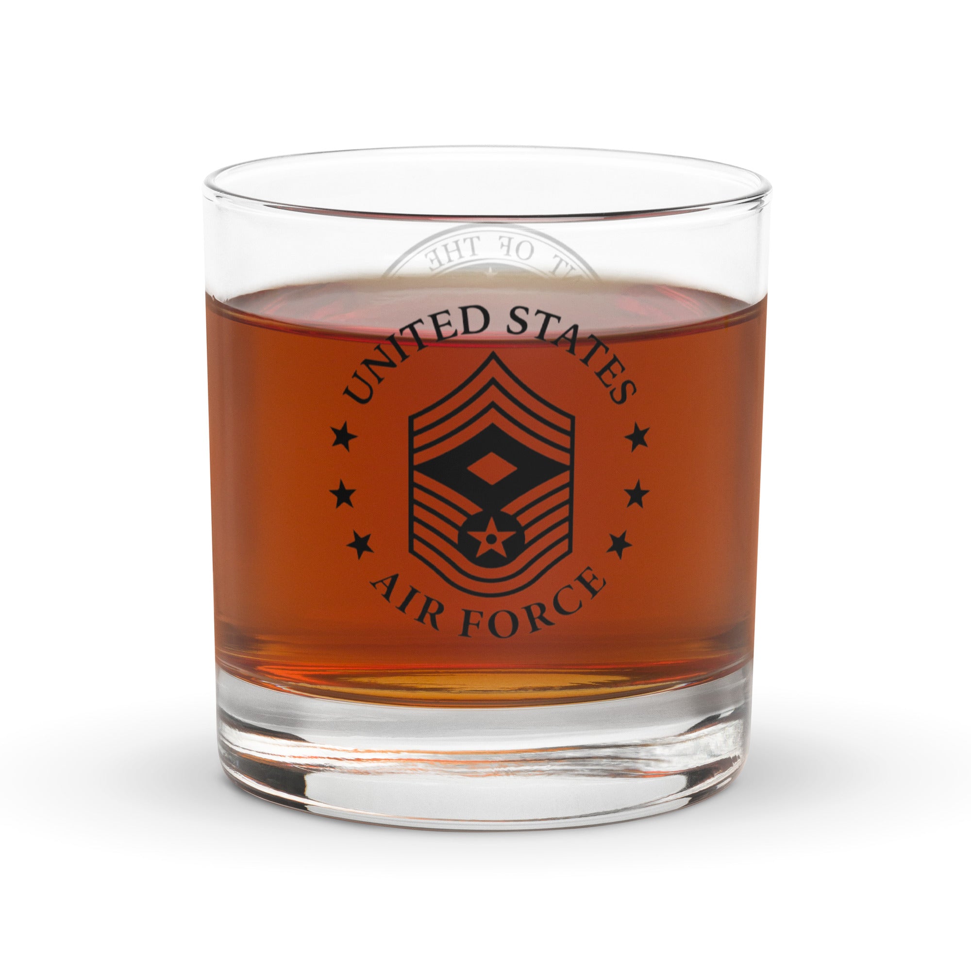 US Air Force E-9 First sergeant Insignia Rocks Glass
