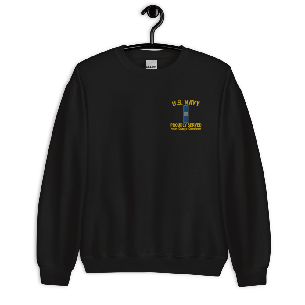 Custom US Navy Ranks, Insignia Core Values Embroidered Unisex Sweatshirt