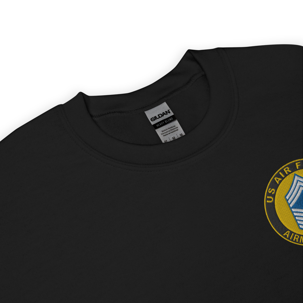 Custom US Air Force Ranks, Insignia Airman For Life Embroidered Unisex Sweatshirt
