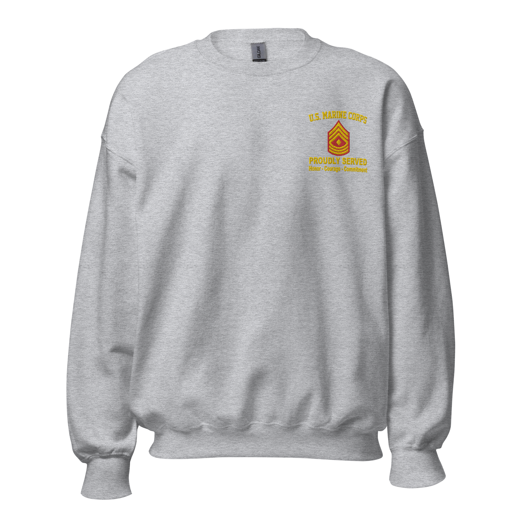 Custom US Marine Corps Ranks, Insignia Core Values Embroidered Unisex Sweatshirt
