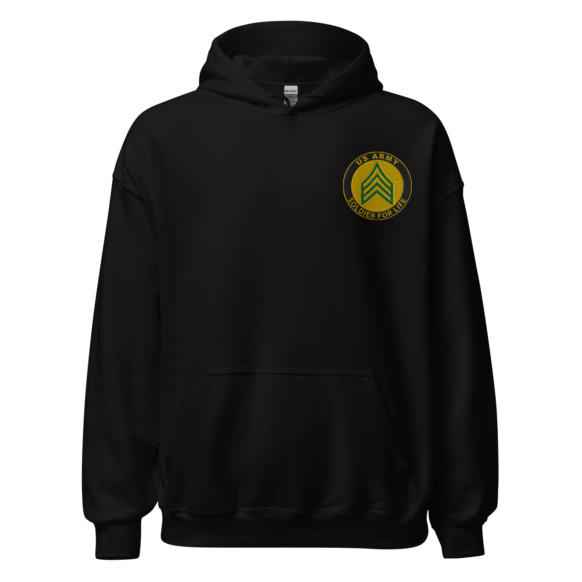 Custom US Army Ranks, Insignia Soldier For Life Embroidered Unisex Hoodie